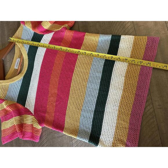 Evereve Haven Crochet Knit Flutter Short Sleeve Sweater Women’s size Medium - Picture 10 of 12